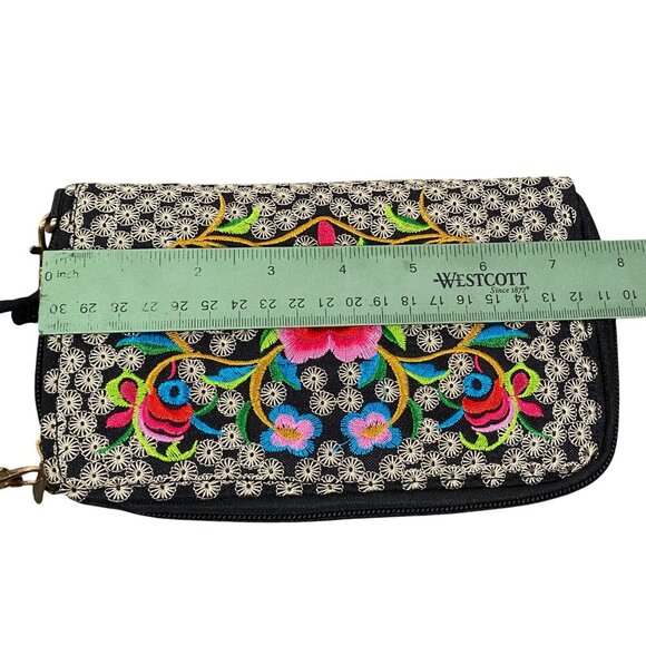 Embroidered Floral Crossbody Wallet With Strap boho festival hippie - Picture 6 of 8